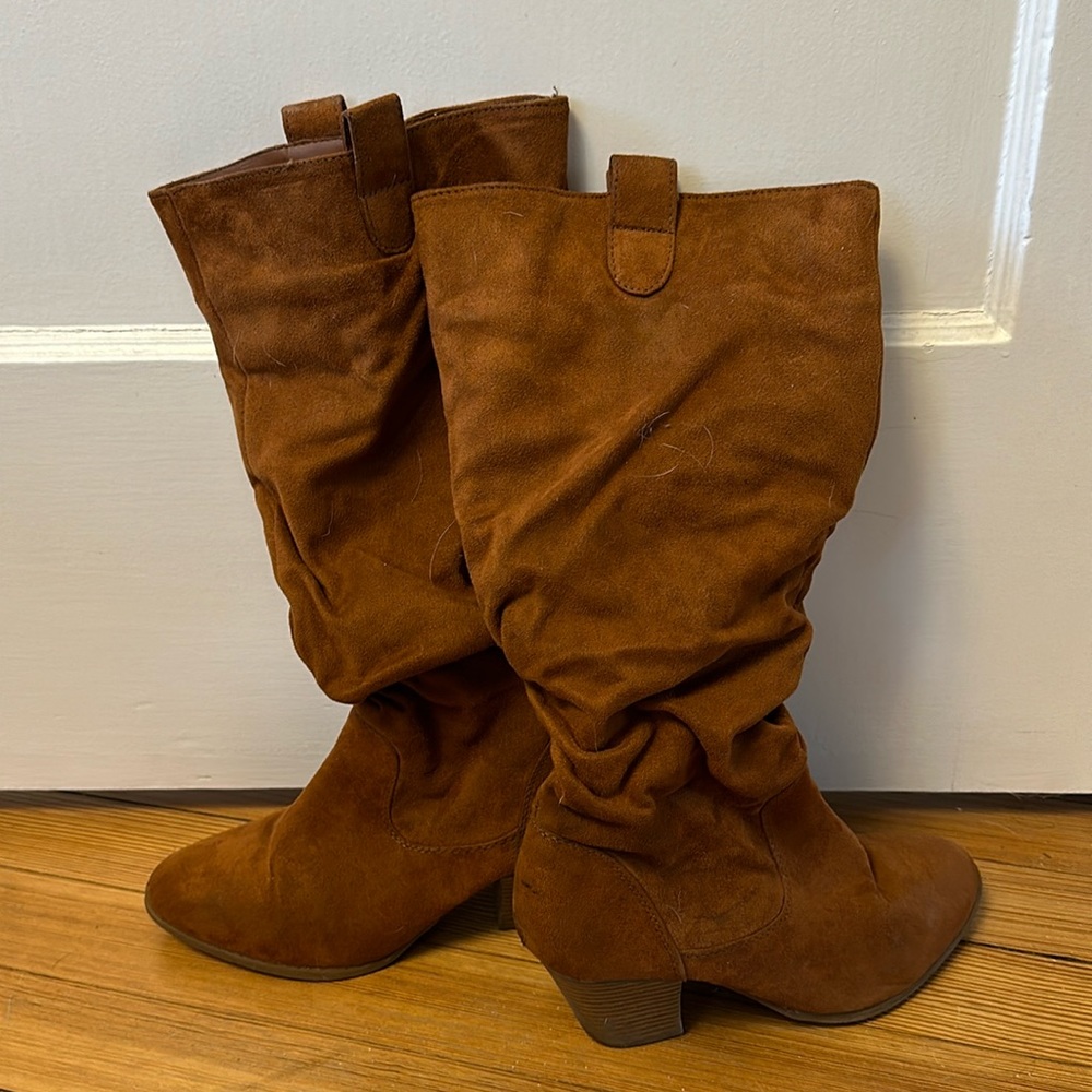 Brown suede boots